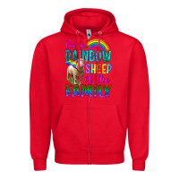 Red I'm The Rainbow Sheep Of The Family Zipper Hoodie - BundleAndBundleShop