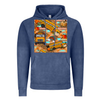 Vintage Denim fall school bus seamless pattern Vintage Hoodie - BundleAndBundleShop