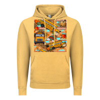 Vintage Mustard fall school bus seamless pattern Vintage Hoodie - BundleAndBundleShop