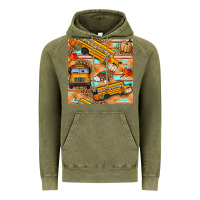 Vintage Olive fall school bus seamless pattern Vintage Hoodie - BundleAndBundleShop