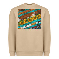 Mushroom western aztec sunflowers turquoise cowhide Heavyweight Sweatshirt - BarkalooDesign