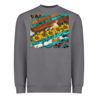 Storm western aztec sunflowers turquoise cowhide Heavyweight Sweatshirt - BarkalooDesign
