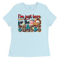 Baby Blue i'm just here for the snacks Ladies Tee - Zillion Design Studio