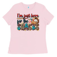 Bubblegum Pink i'm just here for the snacks Ladies Tee - Zillion Design Studio