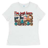 White i'm just here for the snacks Ladies Tee - Zillion Design Studio