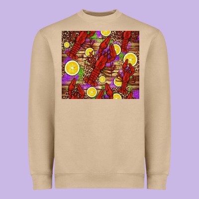 Mardi Gras Crawfish And Lemons Heavyweight Sweatshirt Designed By Jasminsmagicworld