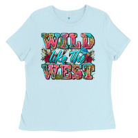 Baby Blue wild like the west Ladies Tee - Zillion Design Studio