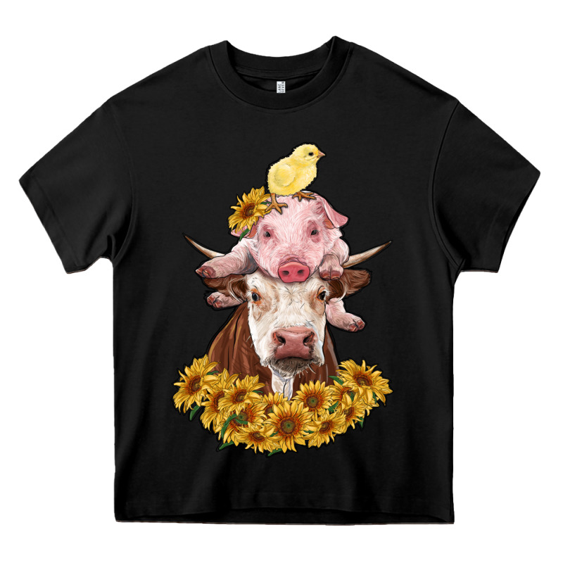 Cow With Pig And Chick Heavy Core Tee by RanaPortraitStore | Teevron