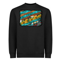 Black western aztec sunflowers turquoise cowhide background Heavyweight Sweatshirt - BarkalooDesign