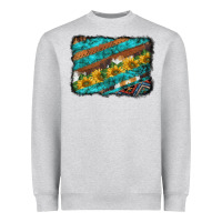 Heather Grey western aztec sunflowers turquoise cowhide background Heavyweight Sweatshirt - BarkalooDesign