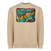 Mushroom western aztec sunflowers turquoise cowhide background Heavyweight Sweatshirt - BarkalooDesign