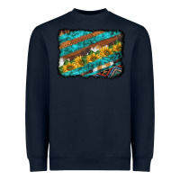 Navy western aztec sunflowers turquoise cowhide background Heavyweight Sweatshirt - BarkalooDesign