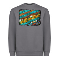 Storm western aztec sunflowers turquoise cowhide background Heavyweight Sweatshirt - BarkalooDesign
