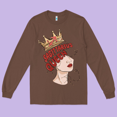 Sagittarius Queen Long Sleeve Tee Designed By Maliassmallbusiness