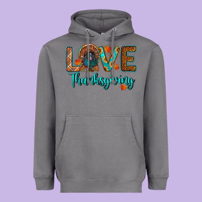 Love Thanksgiving Turkey Heavyweight Hoodie Designed By Ranaportraitstore