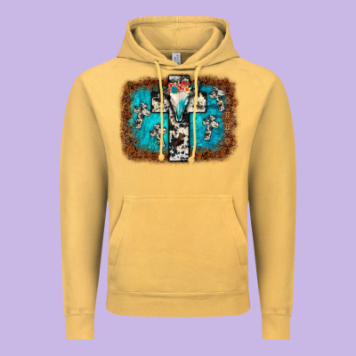 Bull Skull Cross Backgraund Vintage Hoodie Designed By Jahusdesignshop