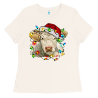Bone charolais cattle cow with christmas lights and hat Ladies Tee - RanaPortraitStore