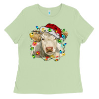 Matcha charolais cattle cow with christmas lights and hat Ladies Tee - RanaPortraitStore