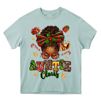 Auntie Claus Afro Messy Bun Heavy Core Tee | Teevron