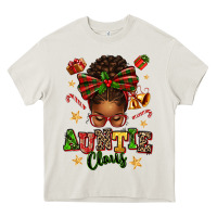 Cream Auntie Claus Afro Messy Bun Heavy Core Tee - texasbilliewilder