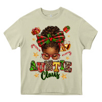 Mossy Auntie Claus Afro Messy Bun Heavy Core Tee - texasbilliewilder