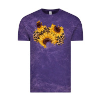 Cloud Purple sunflower leopard patch Vintage Tee - AdoDesignShop