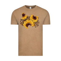 Vintage Coffee sunflower leopard patch Vintage Tee - AdoDesignShop