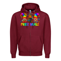 Burgundy LGBTQ Free Hugs Gnomes Zipper Hoodie - BundleAndBundleShop