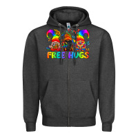 Charcoal Heather LGBTQ Free Hugs Gnomes Zipper Hoodie - BundleAndBundleShop