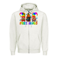 Oatmeal Heather LGBTQ Free Hugs Gnomes Zipper Hoodie - BundleAndBundleShop
