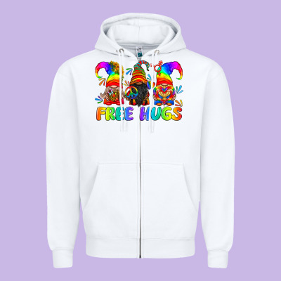 Lgbtq Free Hugs Gnomes Zipper Hoodie Designed By Bundleandbundleshop