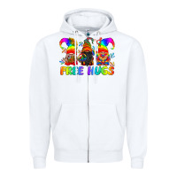 White LGBTQ Free Hugs Gnomes Zipper Hoodie - BundleAndBundleShop