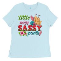 Baby Blue little miss sassy pants Ladies Tee - texasbilliewilder