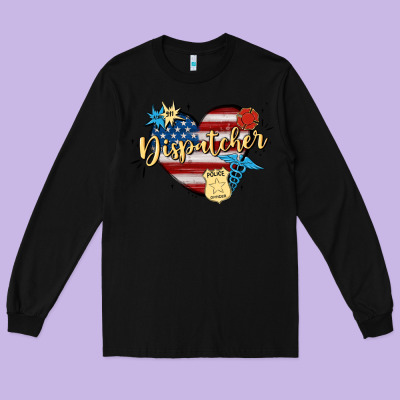 911 Dispatcher Long Sleeve Tee Designed By Maliassmallbusiness