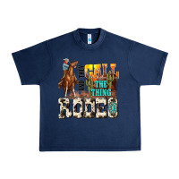 Navy and they call the thing rodeo Urban Heavy Tee - NancyCooperArtShop
