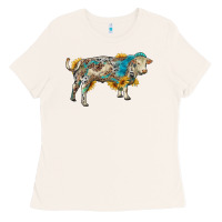 Bone charolais bull with sunflowers and gemstone western patterns Ladies Tee - RanaPortraitStore