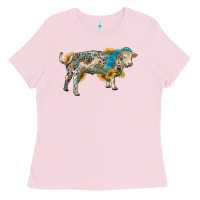 Charolais Bull With Sunflowers And Gemstone Western Patterns Ladies Tee | Teevron
