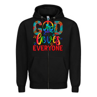 Black LGBTQ+ God Loves Everyone Zipper Hoodie - BundleAndBundleShop