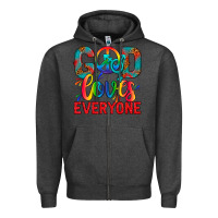 Charcoal Heather LGBTQ+ God Loves Everyone Zipper Hoodie - BundleAndBundleShop