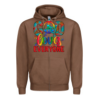 Chestnut LGBTQ+ God Loves Everyone Zipper Hoodie - BundleAndBundleShop