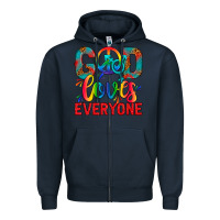 Navy LGBTQ+ God Loves Everyone Zipper Hoodie - BundleAndBundleShop