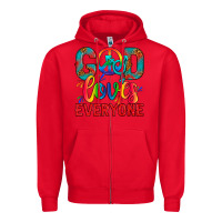 Red LGBTQ+ God Loves Everyone Zipper Hoodie - BundleAndBundleShop