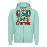 Seafoam LGBTQ+ God Loves Everyone Zipper Hoodie - BundleAndBundleShop
