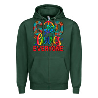 Sports Green LGBTQ+ God Loves Everyone Zipper Hoodie - BundleAndBundleShop