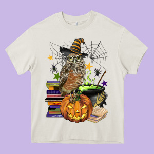 Halloween Owl Heavy Core Tee Designed By Barkaloodesign