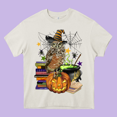 Halloween Owl Heavy Core Tee Designed By Barkaloodesign