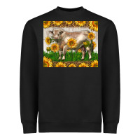 Black Western Charolais Bull With Sunflowers Heavyweight Sweatshirt - LillyAllenDesigns