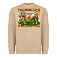 Mushroom Western Charolais Bull With Sunflowers Heavyweight Sweatshirt - LillyAllenDesigns