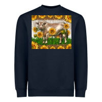 Western Charolais Bull With Sunflowers Heavyweight Sweatshirt | Teevron