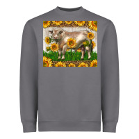 Storm Western Charolais Bull With Sunflowers Heavyweight Sweatshirt - LillyAllenDesigns
